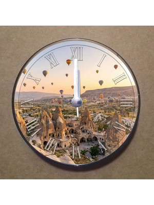 Bsb Kapadokya Temalı Magnet Saat Buzdolabı Süsü Duvar Saati 10,5cm MS2001
