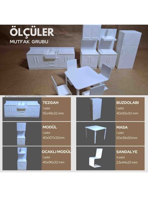 Home 1/20 Ölçek Maket Diorama Mimari Iç Mimari Mutfak Mobilya Seti
