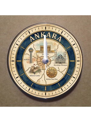 Bsb Ankara Temalı Magnet Saat Buzdolabı Süsü Duvar Saati 10,5cm MS1006