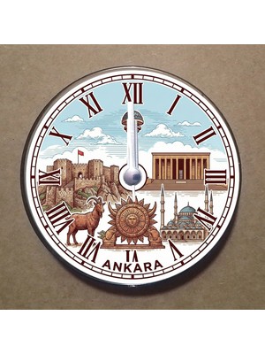 Bsb Ankara Temalı Magnet Saat Buzdolabı Süsü Duvar Saati 10,5cm MS1008