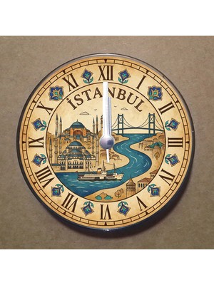 Bsb Istanbul Temalı Magnet Saat Buzdolabı Süsü Duvar Saati 10,5cm MS1028