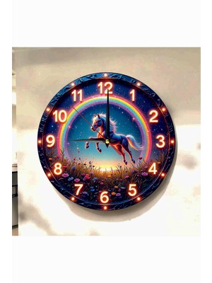 AA Shop At Renkli Baskı Desenli Sayılı Hediyelik Ahşap Sessiz Tablo Duvar Saati 742