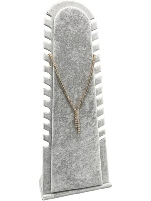 Megass Dekor Riyad Model Süet Kumaş Gri Renk 31/11 cm Ayaklı Kolye-Halhal Sergileme Standı