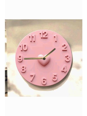 AA Shop Kalp Sevgili Renkli Baskı Desenli Sayılı Hediyelik Ahşap Sessiz Tablo Duvar Saati 654