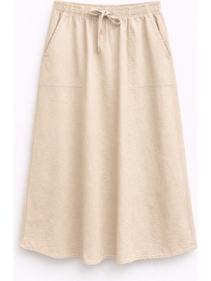 Mixray 4633 Kadın Yandan Cepli Parçalı Etek Taş