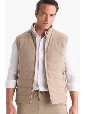 DeFacto Slim Fit Dik Yaka Astarlı Fermuarlı Cepli Yelek D7536AX25AU