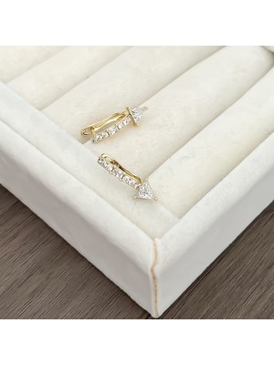 Atelier Gizem Xuping Kararmaz 14K Gold Minimal Çelik Halka Küpe