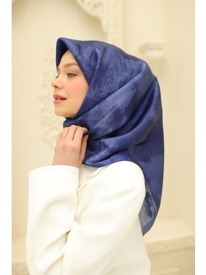 Silk Home Kadın Gece Mavisi Bulut Desen Parlak Shiny Eşarp 75002-59
