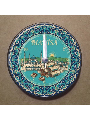 Bsb Manisa Temalı Magnet Saat Buzdolabı Süsü Duvar Saati 10,5cm MS1052