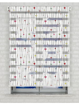 BRIGHTCOVER Renkli Kalpler Baskılı Zebra Perde - Bebek Odası Perdesi, Kız Çocuk Odası Perdesi, Genç Odası Perde | Kokusuz Mürekkeple Basılmış  Zebra Perdeler ile Sende Tarzını Yansıt! | 1 Dakikada Pratik Montaj