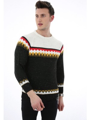 buğrahayalin Desenli Kalın Kışlık Erkek Günlük Triko Kazak