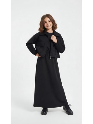 Pantulux Kız Çocuk Ceketli Etekli Takım Günlük Rahat Şık Tesettür KOMBIN-AÜT-2040-324