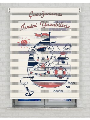 BRIGHTCOVER Denizci Çocuk Isimli Baskılı Zebra Perde - Gece Gündüz - Bebek Odası Perdesi | Kokusuz Mürekkeple Basılmış  Zebra Perdeler ile Sende Tarzını Yansıt! | 1 Dakikada Pratik Montaj