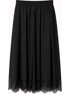 Mixray 4806 Kadın Dantel Detaylı Modal Etek Siyah