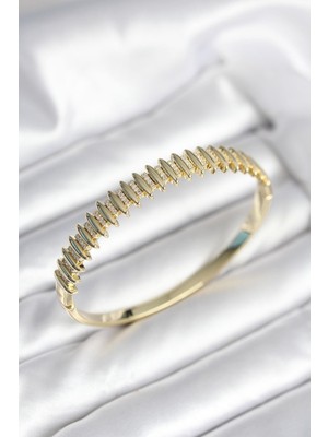 Inure Jewelry Gold Renk Zirkon Taşlı Pirinç Kadın Kelepçe