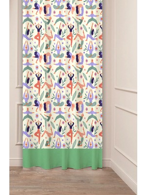 Greendecor Bohem Geometrik Çizgi Şekiller Özel Tasarım Desenli Dijital Baskılı (Tek Kanat) Modern Şık Fon Perde
