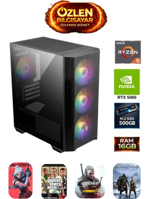 Özlen X2 - Ryzen 5 5600 | 16GB Ram | 500GB M.2 SSD | Rtx 5060 8gb Oyuncu Masaüstü Bilgisayarı