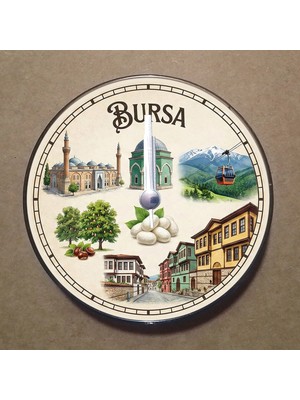 Bsb Bursa Temalı Magnet Saat Buzdolabı Süsü Duvar Saati 10,5cm MS1002