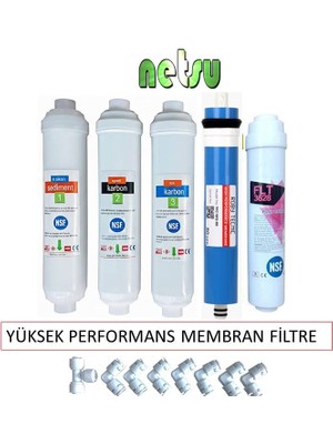 Netsu - Lg, Ortimax, Uğur, Ocean, Hyundai Uyumlu ve Tüm Kapalı Kasa Su Arıtma Cihazı Filtresi,5 li Filtre Seti