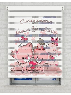 BRIGHTCOVER Şirin Kediler Baskılı Zebra Perde - Gece Gündüz Kullanıma Uygundur - Bebek Odası Perdesi | Kokusuz Mürekkeple Basılmış  Zebra Perdeler ile Sende Tarzını Yansıt! | 1 Dakikada Pratik Montaj