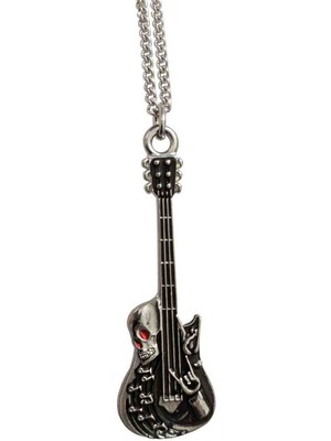 Mira Rock Tarzı Kafatası Gitar Tasarımlı Metal Kolye