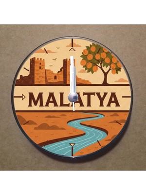 Bsb Malatya Temalı Magnet Saat Buzdolabı Süsü Duvar Saati 10,5cm MS1051