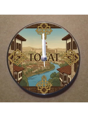 Bsb Tokat Temalı Magnet Saat Buzdolabı Süsü Duvar Saati 10,5cm MS1067