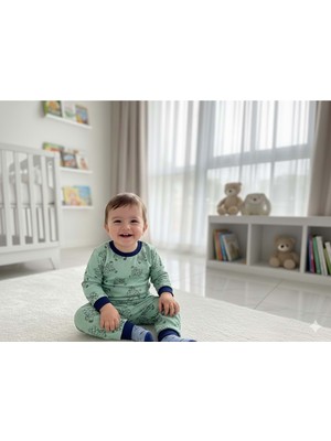 Gültekin Bebe Miniworld Erkek 6-24 Aylık Ayıcık Baskılı Sıfır Yaka Pijama TAKIMI-18723136 - Açık Yeşil
