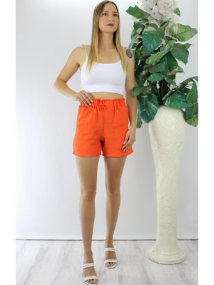 End Black Store Keten Kumaş Kadın Şort Turuncu 1294.80