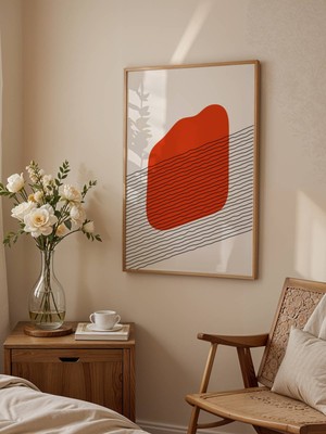 Fuart.Co Boho Kırmızı Eğim Bohem Serisi Duvar Posteri Dijital Baskı (Çerçevesiz) Hbfu