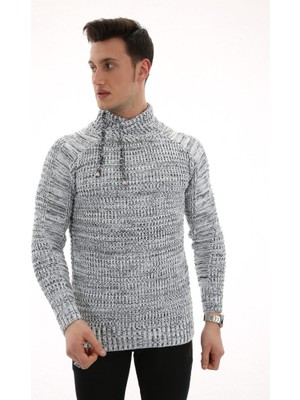 buğrahayalin Degaje Yaka Gri Kalın Kışlık Günlük Triko Kazak