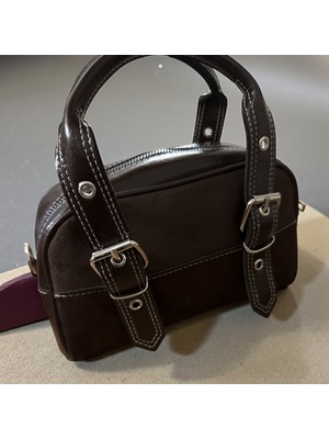 Gözde Mağazacılık Çift Kemer Tokalı Kadın El Omuz Çanta