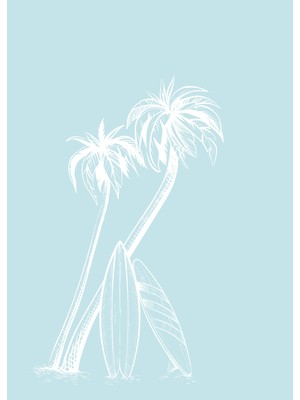 Fuart.Co Palmiye Altı Dijital Baskı Poster (Çerçevesiz)Sea World Poster Serisi Sefu