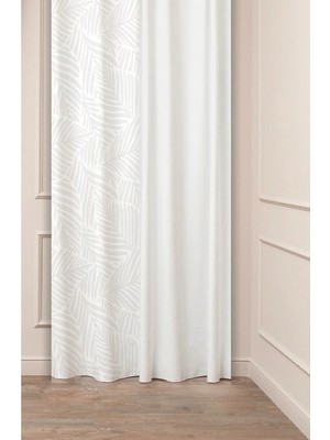 Greendecor Özel Tasarım Bohem Yaprak Vazo Çiçek Ethnic African Desenli Dijital Baskılı (Tek Kanat) Fon Perde