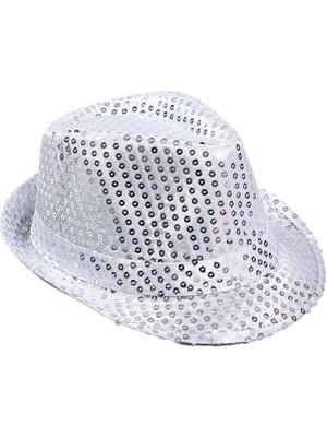 Homevia Çocuk Boy Gümüş Payetli Şapka Gösteri Şapkası Michael Jackson Şapkası 54 No