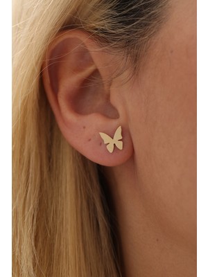 Yavuz Kuyumculuk 14 Ayar Altın Kelebek Top Küpe