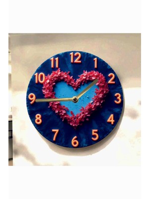 AA Shop Kalp Sevgili Renkli Baskı Desenli Sayılı Hediyelik Ahşap Sessiz Tablo Duvar Saati 646