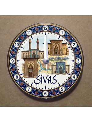 Bsb Sivas Temalı Magnet Saat Buzdolabı Süsü Duvar Saati 10,5cm MS1063