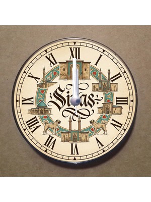 Bsb Sivas Temalı Magnet Saat Buzdolabı Süsü Duvar Saati 10,5cm MS1064
