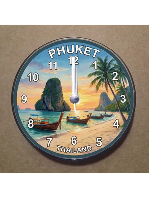 Bsb Puket Adaları Temalı Magnet Saat Buzdolabı Süsü Duvar Saati 10,5cm MS3013