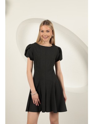 End Black Store Poliviskon Kumaş Mini Kadın Elbise Antrasit