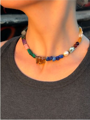 CAPO By Aytaç Yamaç Ham Kesim Doğal Taş Çakra Choker Kadın Kolye