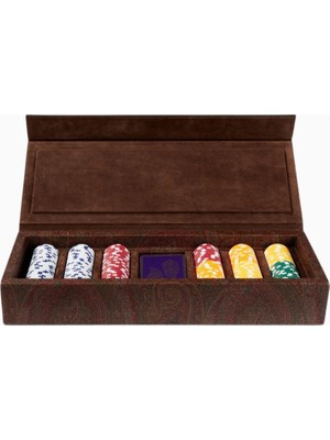 Etro Italyan Tasarımı Arnica Paisley Deri Poker Seti