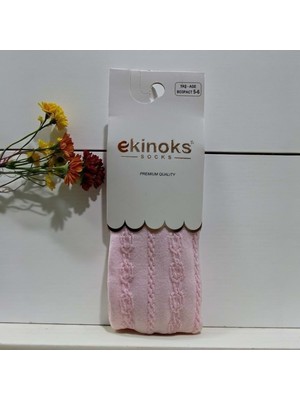 Ekinoks Zincir Desenli Dikişsiz Koton Kız Çocuk Külotlu Çorap - RYZEÇ009 - Pembe - 5 - 6 Yaş Pembe
