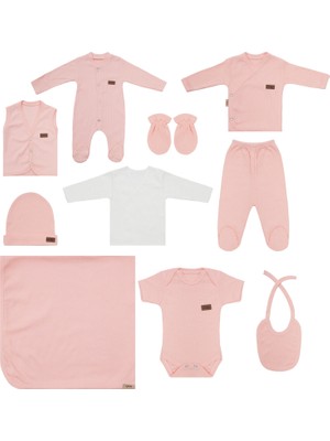 Maxhilda Bebe Erkek - Kız Bebek 10 Parça Hastane Çıkışı Zıbın Seti Natural Pastel Renk (Hediye Paketi Yapılır)