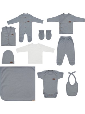 Maxhilda Bebe Erkek - Kız Bebek 10 Parça Hastane Çıkışı Zıbın Seti Natural Pastel Renk (Hediye Paketi Yapılır)