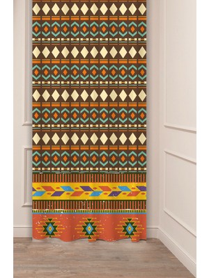 Greendecor Otantik, Anadolu, Etnik Desenli Özel Tasarım Dijital Baskılı (Tek Kanat) Modern Şık Fon Perde