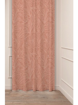 Greendecor Çiçekler Yaprak Kare Geometrik Çizgiler Desenli Özel Tasarım Dijital Baskılı (Tek Kanat) Fon Perde