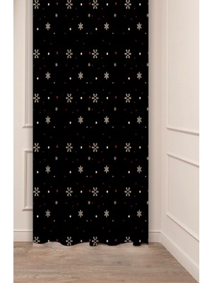 Greendecor Yılbaşı Çam Ağacı Noel Ağacı Kar Yeni Yıl Christmas Desenli Özel Tasarımlı Dijital Baskılı Fon Perde