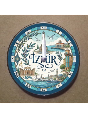 Bsb Izmir Temalı Magnet Saat Buzdolabı Süsü Duvar Saati 10,5cm MS1041